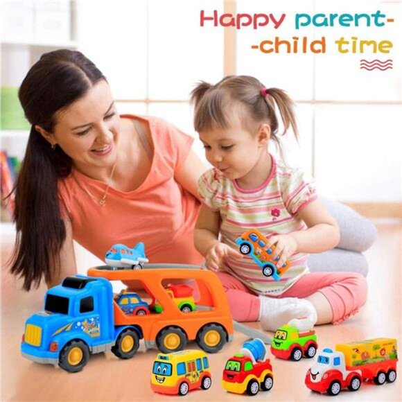 9 Pcs Cars Toys for 2 3 4 5 Years Old Toddlers, Big Carrier Truck with 8 Small - Picture 3 of 7